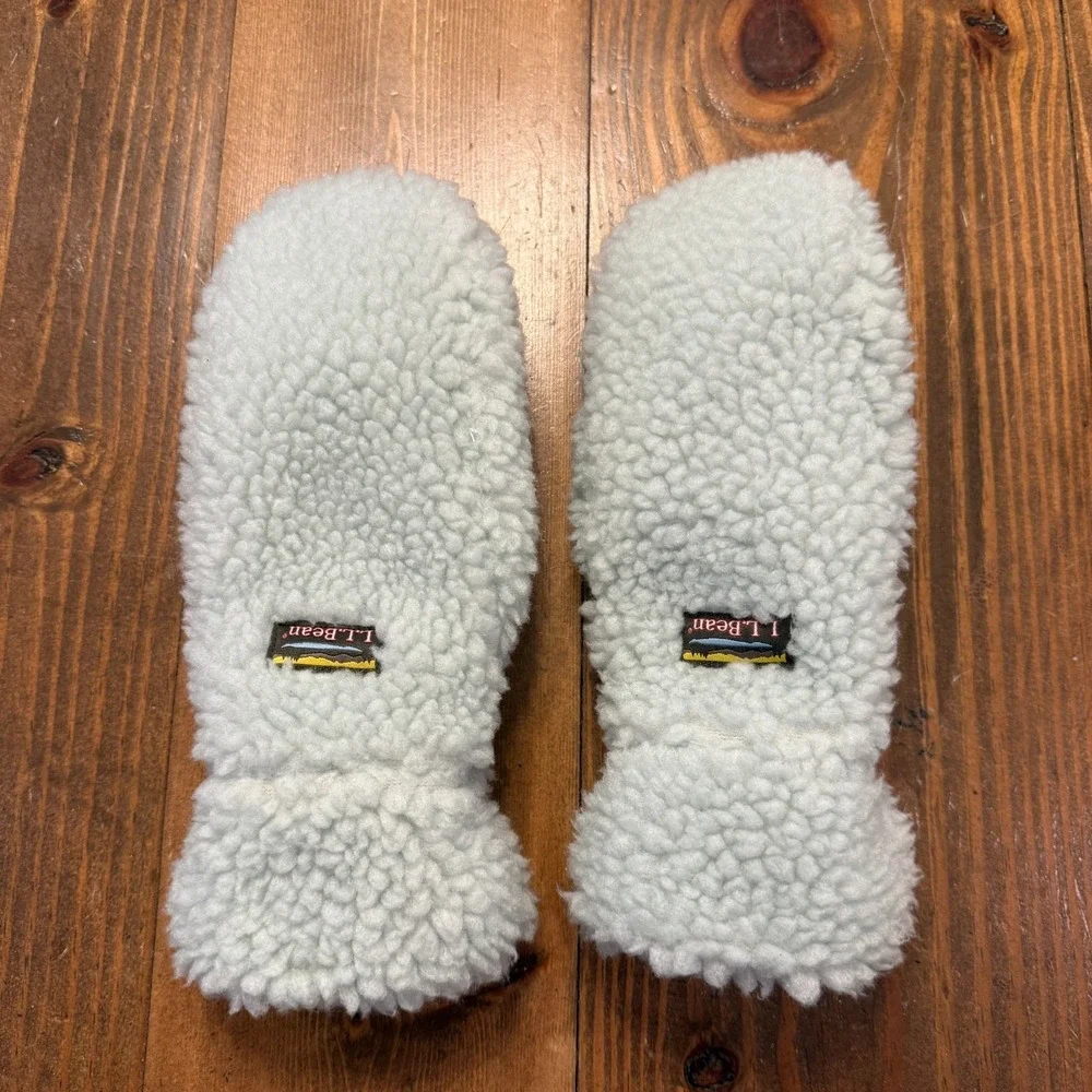 LL Bean Mountain Pile Fleece Mittens Womens Small Mint Green - Picture 1 of 3